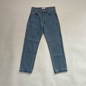 STILL HERE embroidered straight leg high waisted jeans